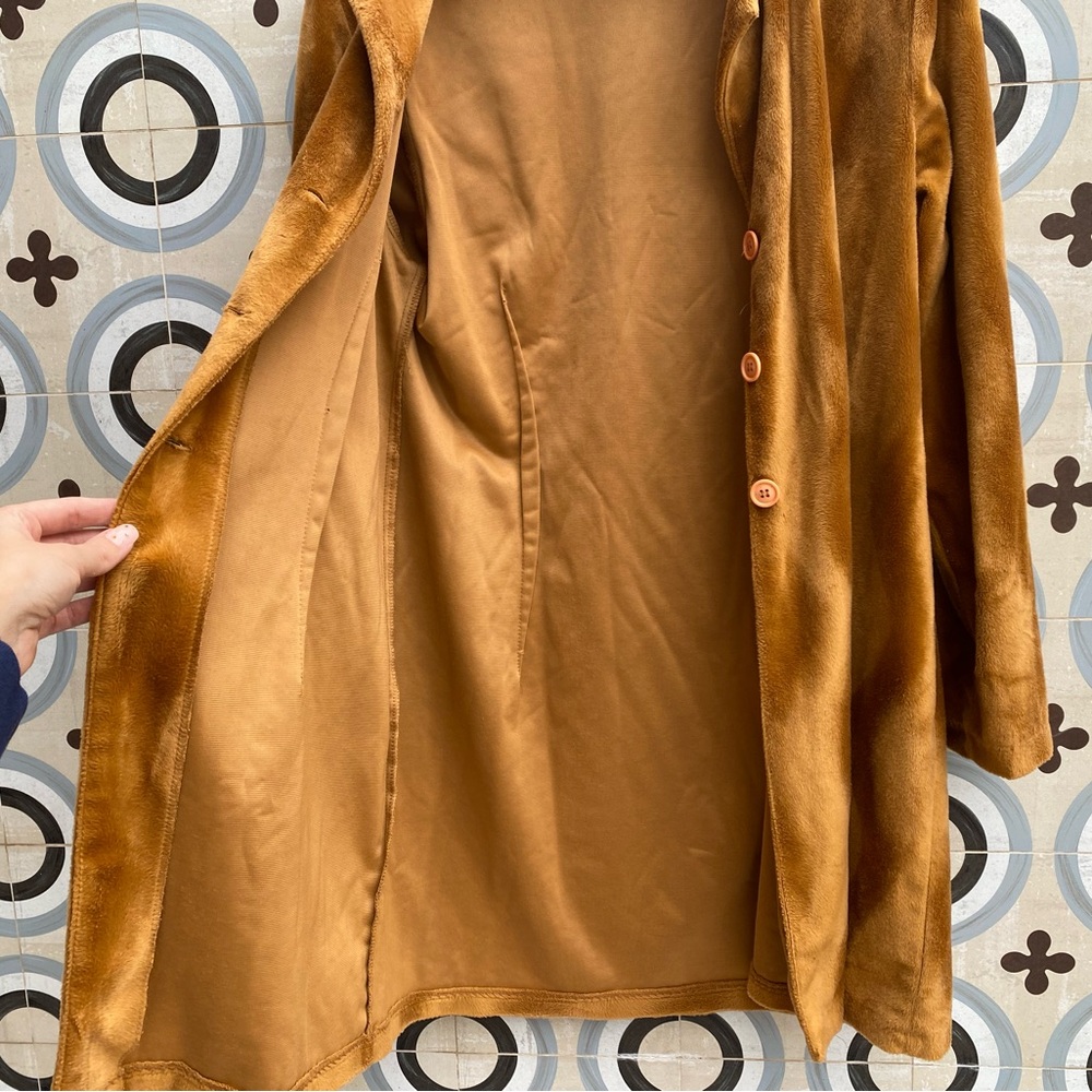 Vintage Brown Velvet Button Up Coat - Picture 6 of 8